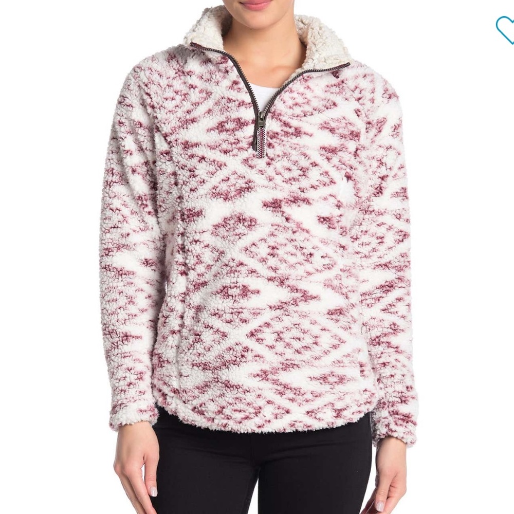 NWT Fuzzy Faux Shearling Zip Front Knit Top